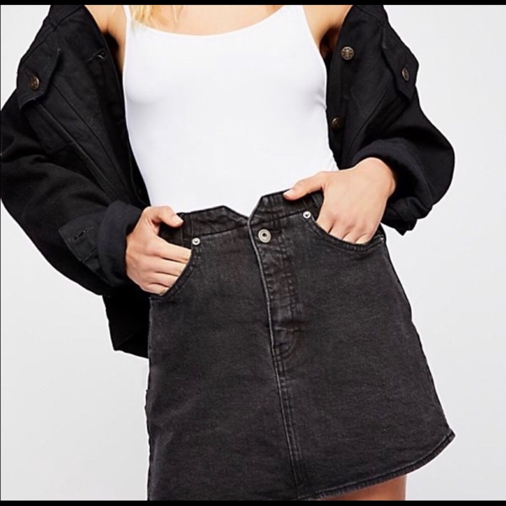 We the free free people black denim skirt 26